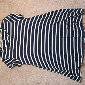 Pinc Navy and White Striped Short Sleeve Dress